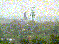 Blick vom Tippelsberg in Grumme über Bochum, Turm der Christuskirche